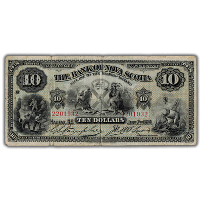 SOLD $10 1924 Bank of Nova Scotia Canada Chartered Note CH #550-18-18 - Rounded Corners