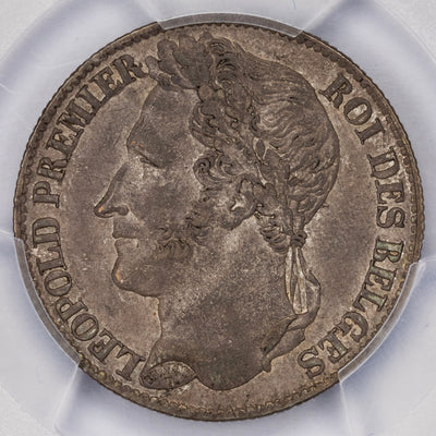 Belgium 1834 1 One Franc Silver Coin - PCGS AU-55