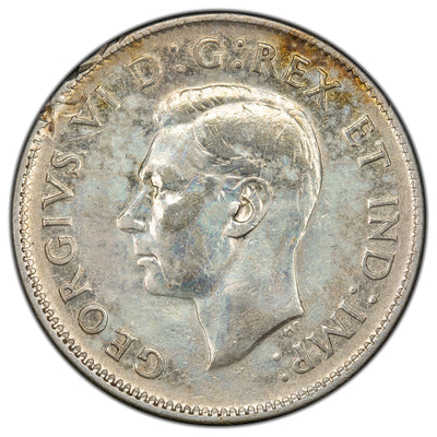 Canada 1947 Dot 25 Cents Quarter - Cleaned / Rim Damage