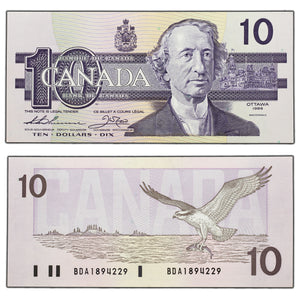 SOLD $10 1989 Bank of Canada Note Thiessen-Crow BDA Prefix BC-57a - Ch UNC