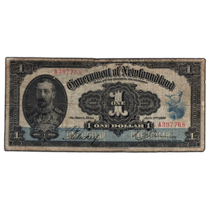 SOLD $1 1920 Government of Newfoundland Canada Note NF-12b