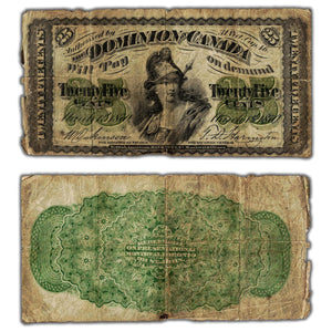 25 Cents 1870 Dominion of Canada Shinplaster Note Large 'B' DC-1b - Circulated