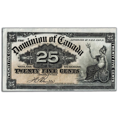 SOLD 25 Cents 1900 Dominion of Canada Note Shinplaster Boville DC-15b - Nice EF/AU