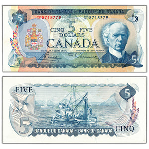 SOLD $5 1972 Bank of Canada Note Bouey-Rasminsky CD Prefix BC-48a - AU-58