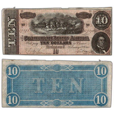 United States 1864 $10 Confederate States of America Note