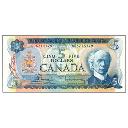 SOLD $5 1972 Bank of Canada Note Bouey-Rasminsky CD Prefix BC-48a - AU-58