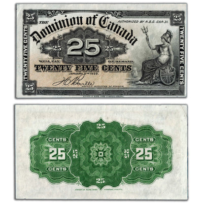 SOLD 25 Cents 1900 Dominion of Canada Note Shinplaster Boville DC-15b - Nice EF/AU