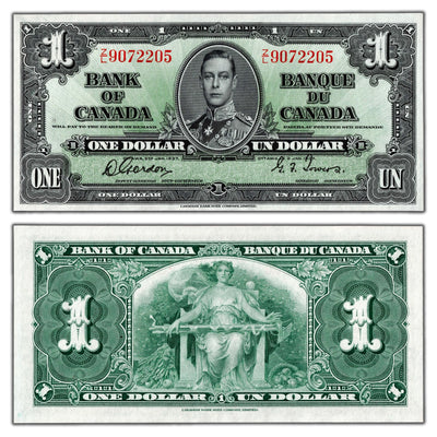 SOLD $1 1937 Bank of Canada Note Gordon-Towers Z/L Prefix BC-21c - Choice UNC