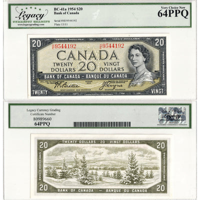 $20 1954 Bank of Canada Note Beattie-Coyne H/E Prefix BC-41a - Legacy Ch UNC-64 PPQ