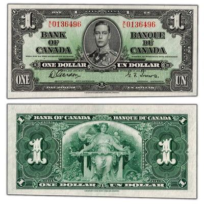 $1 1937 Bank of Canada Note Gordon-Towers X/L Prefix BC-21c - Choice UNC