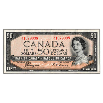 SOLD $50 1954 Bank of Canada Note Devil Face Coyne-Towers BC-34a - VF/EF