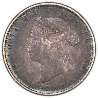SOLD Canada 1872-H 25 Cents Quarter Silver Coin - VF+