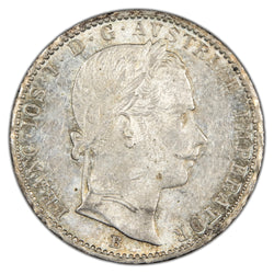 Austria 1862 B 1/4 Florin Silver Coin