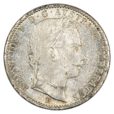 Austria 1862 B 1/4 Florin Silver Coin