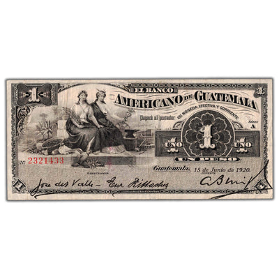 SOLD Guatemala 1920 1 One Peso Note P #S153a