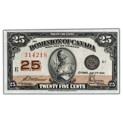 SOLD 25 Cents 1923 Dominion of Canada Shinplaster Note DC-24c - Uncirculated