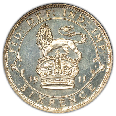 Great Britain 1911 6d Sixpence Silver Coin - Proof Strike