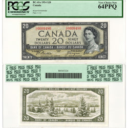 $20 1954 Bank of Canada Note Beattie-Coyne E/E Prefix BC-41a - PCGS Ch UNC-64 PPQ