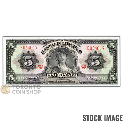 Mexico 1961 5 Five Pesos Note P#60g - Uncirculated
