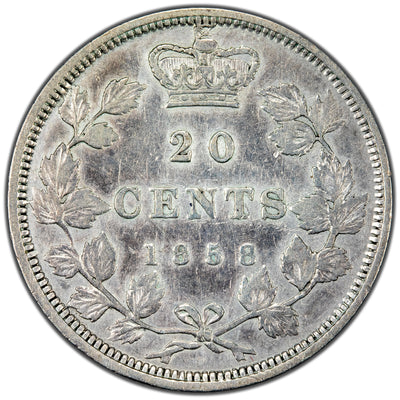 SOLD Canada 1858 20 Cents Silver Coin One Year Type! - Very Fine (cleaned)