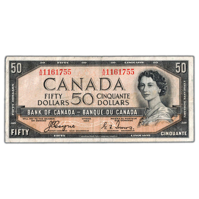 SOLD $50 1954 Bank of Canada Note Devil Face Coyne-Towers BC-34a - Fine+