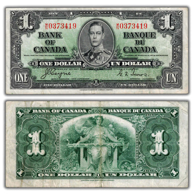 $1 1937 Bank of Canada Note Coyne-Towers M/N Prefix BC-21d - VF