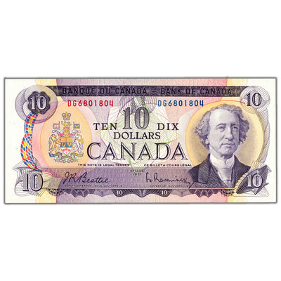 $10 1971 Bank of Canada Note Beattie-Rasminsky DG Prefix BC-49a - UNC
