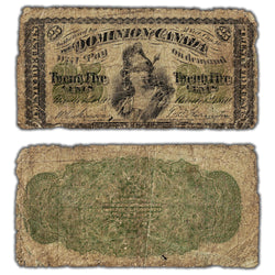 SOLD 25 Cents 1870 Dominion of Canada Shinplaster Note Large 'B' DC-1b - Good