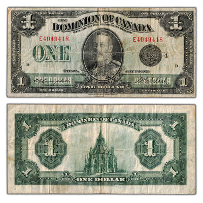$1 1923 Dominion of Canada Note Black Seal Series E DC-25o - Fine