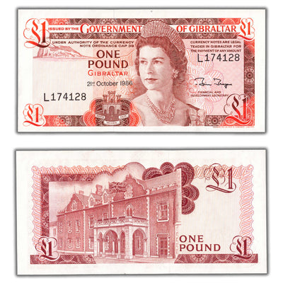 Gibraltar 1986 1 One Pound Note P #20d - Choice UNC