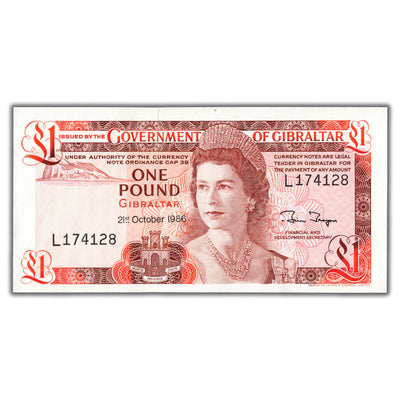 Gibraltar 1986 1 One Pound Note P #20d - Choice UNC