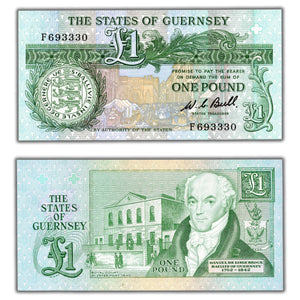 SOLD Guernsey ND (1980-9) 1 One Pound Note P #48a - Choice UNC
