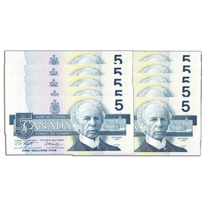 SOLD $5 1986 Bank of Canada Notes ANS Prefix BC-56d - 10 Consecutive