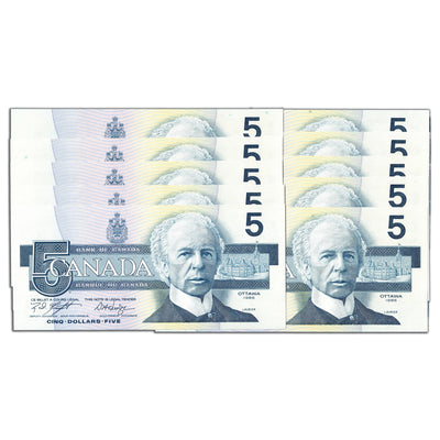 SOLD $5 1986 Bank of Canada Notes ANS Prefix BC-56d - 10 Consecutive