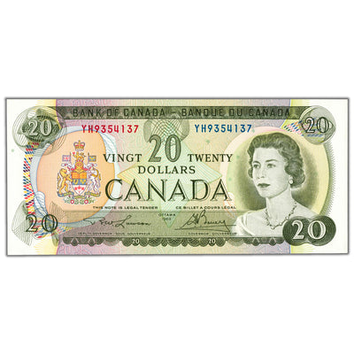 $20 1969 Bank of Canada Note Lawson-Bouey YH Prefix BC-50b - Choice UNC