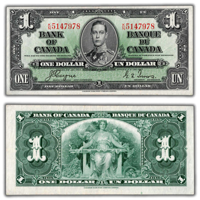 $1 1937 Bank of Canada Note Coyne-Towers K/N Prefix BC-21d - EF