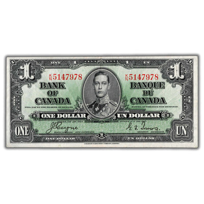 $1 1937 Bank of Canada Note Coyne-Towers K/N Prefix BC-21d - EF