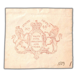 SOLD Great Britain 1803 Four Shillings & Under Threepence Hat Tax Proof Impression
