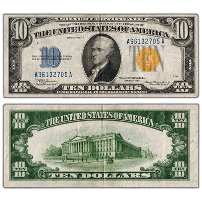SOLD United States 1934 $10 North Africa Silver Certificate Note - VF/EF