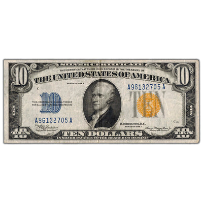 SOLD United States 1934 $10 North Africa Silver Certificate Note - VF/EF