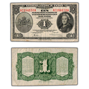 SOLD Netherlands East Indies 1943 1 One Gulden Note P #111