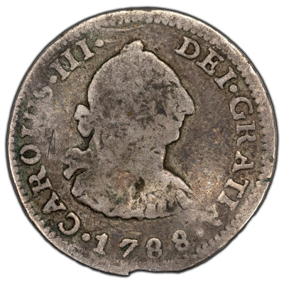 Mexico 1788 1/2 Half Real Silver Coin - Bent