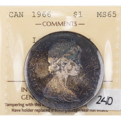 SOLD Canada 1966 Large Beads $1 Silver Dollar Coin - ICCS MS-65