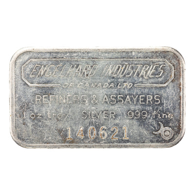 SOLD Engelhard Industries 1oz .999 Fine Silver Bar - 6 Digit Serial