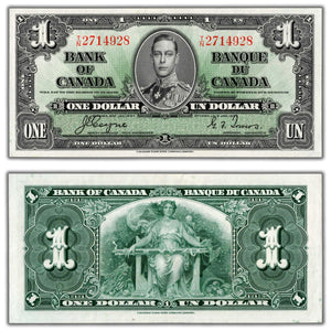 SOLD $1 1937 Bank of Canada Note Coyne-Towers T/N Prefix BC-21d - AU