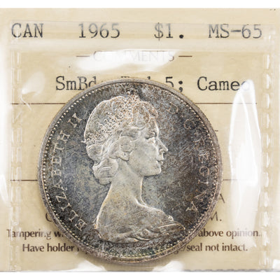 SOLD Canada 1965 Sm Beads Ltd 5 $1 Silver Dollar Coin - ICCS MS-65 Cameo
