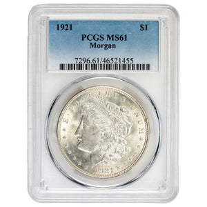SOLD United States 1921 $1 Morgan Silver Dollar Coin - PCGS MS-61