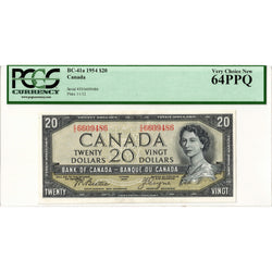 $20 1954 Bank of Canada Note Beattie-Coyne E/E Prefix BC-41a - PCGS Ch UNC-64 PPQ