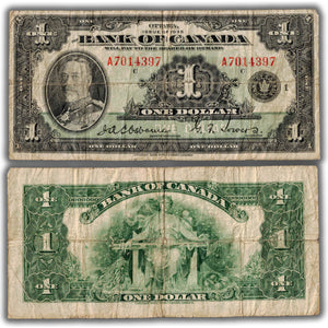 SOLD $1 1935 Bank of Canada Note English Text BC-1 - VG/F