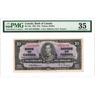 $10 1937 Bank of Canada Note Osborne Signature BC-24a - PMG VF-35